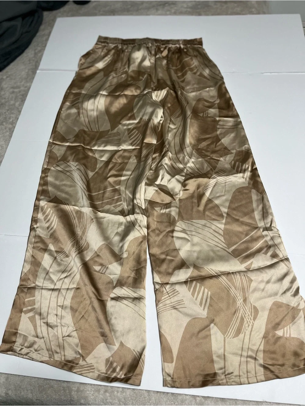 Women’s Wide-Leg Satin Pants in Beige Brown